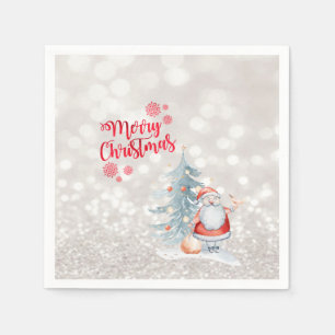 Serviette En Papier Joyeux Noël, Bokeh, Père Noël, Pin