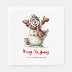 Serviette En Papier Joyeux Noël Bonhomme de neige