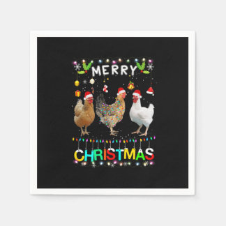 Serviette En Papier Joyeux Noël Chicken Chemise Santa Hat Lumières Xma