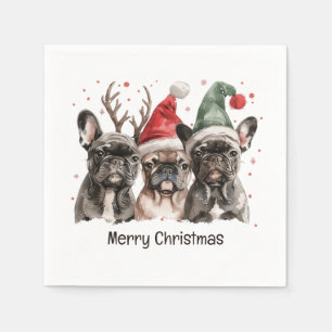 Serviette En Papier Joyeux Noël Chiens de rennes Français