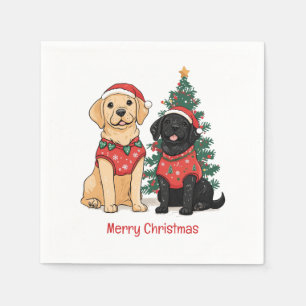 Serviette En Papier Joyeux Noël Chiens Labrador Retriever