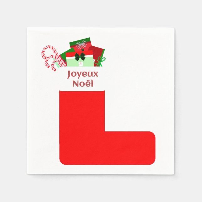 Serviette En Papier Joyeux Noël Cocktail Napkins (Devant)