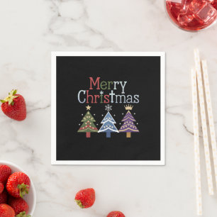 Serviette En Papier Joyeux Noël Croix Arbre de Noël Rétro