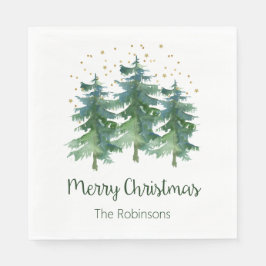 Serviette En Papier Joyeux Noël de la forêt d'hiver