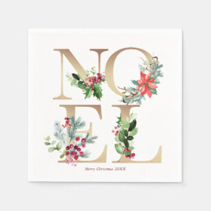 Serviette En Papier Joyeux Noël de Noël à la floraison de Noel