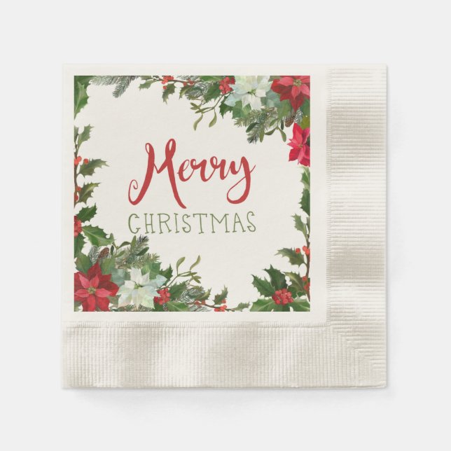 Serviette En Papier Joyeux Noël de verdure (Devant)