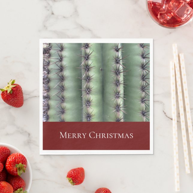 Serviette En Papier Joyeux Noël Désert Cactus Sud-Ouest (En situation)