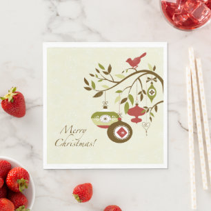 Serviette En Papier Joyeux Noël d'hiver Partridge Tree Branch