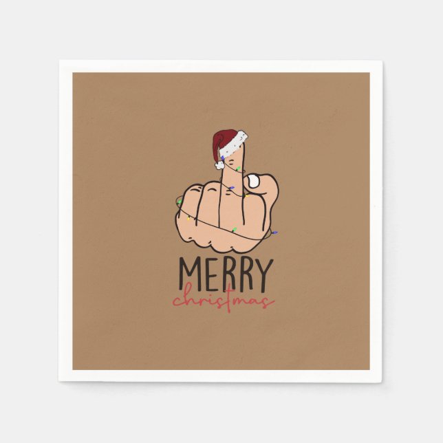Serviette En Papier Joyeux Noël donner le doigt (Devant)