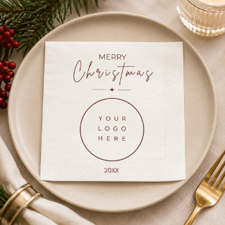 Serviette En Papier Joyeux Noël élégant Logo personnalisé d'entreprise