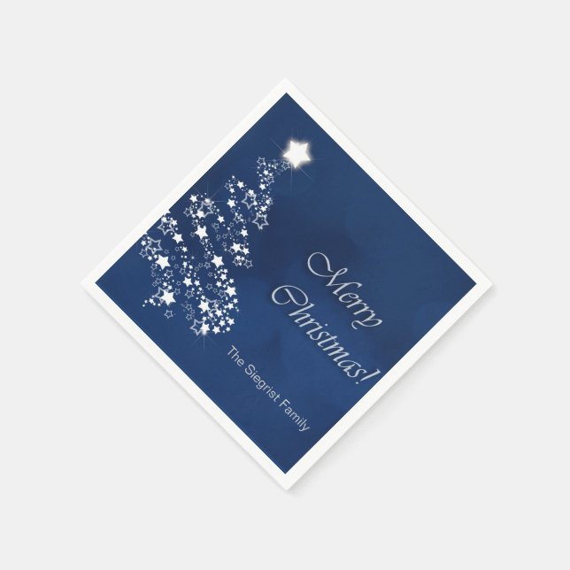 Serviette En Papier Joyeux Noël en bleu foncé (Coin)