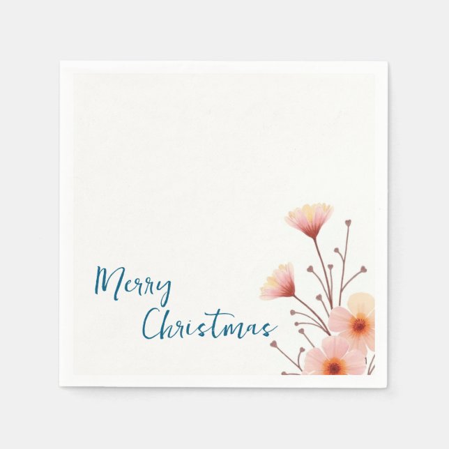Serviette En Papier Joyeux Noël Famille Nouvel An Message (Devant)