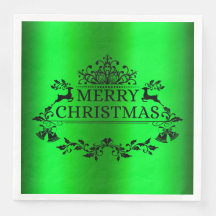 Joyeux Noël Festif Vert Papier Napkin