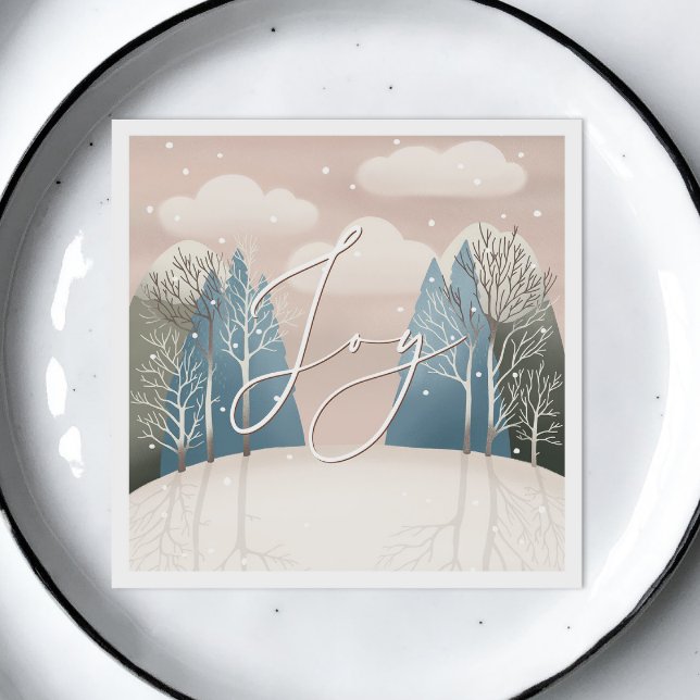 Serviette En Papier Joyeux Noël | Forêt hivernale neige (Créateur téléchargé)