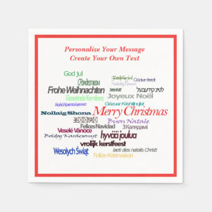 Serviette En Papier Joyeux Noël Français, Allemand, Espagnol, Langues