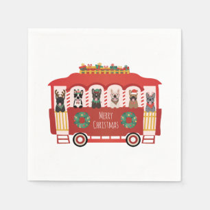 Serviette En Papier Joyeux Noël Français Bulldogs Vacances Trolly