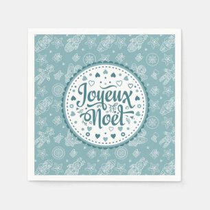 Serviette En Papier Joyeux Noel français Joyeux Noël bleu blanc art