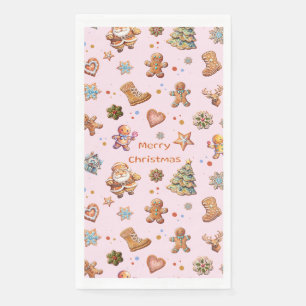 Serviette En Papier Joyeux Noël Gingpain d'épice joli rose