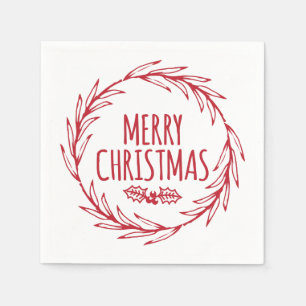 Serviette En Papier Joyeux Noël Glissé à la main Serviettes de vacance