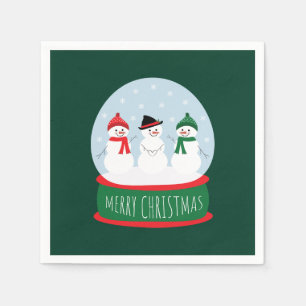 Serviette En Papier Joyeux Noël Globe des neiges Snowmen