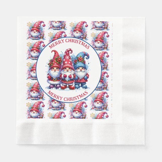 Serviette En Papier Joyeux Noël Gnomes (Devant)