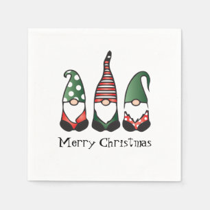 Serviette En Papier Joyeux Noël Gnomes Rouge Vert