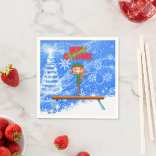 Serviette En Papier Joyeux Noël Gymnast Elf