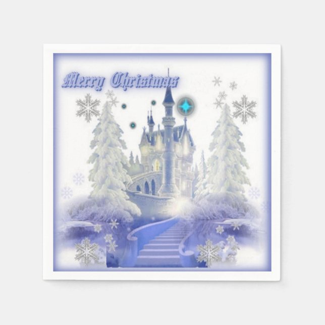 Serviette En Papier Joyeux Noël Ice Castle serviettes (Devant)