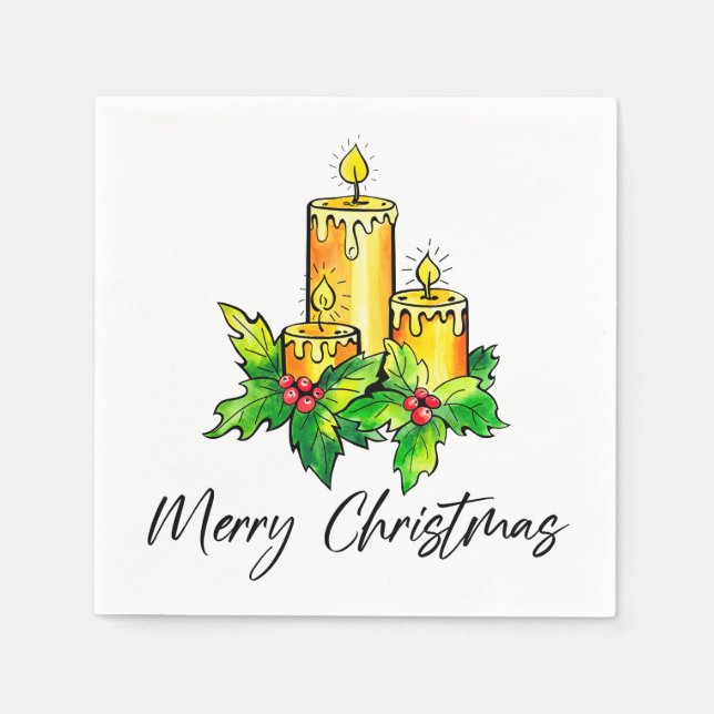 Serviette En Papier Joyeux Noël Joyeux Jaune Et Joyeuses Serviettes Du (Devant)