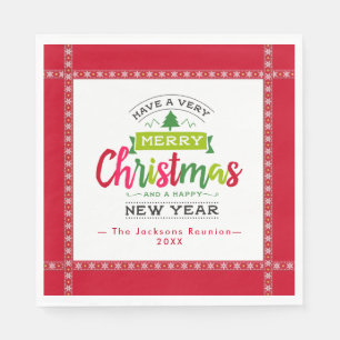 Serviette En Papier Joyeux Noël Joyeux Nouvel An Lettres Personnalisée
