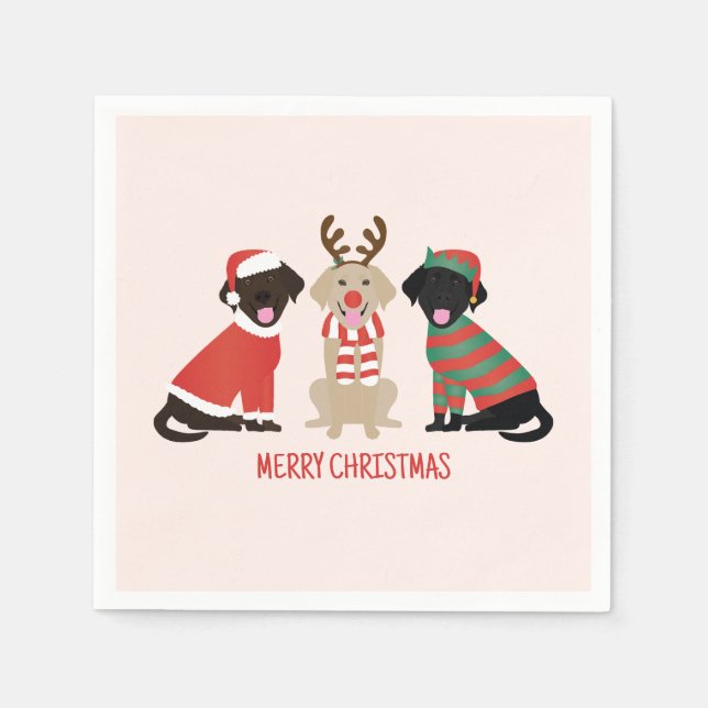 Serviette En Papier Joyeux Noël Labrador Retriever Dogs (Devant)