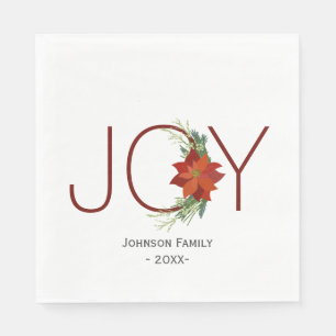 Serviette En Papier Joyeux Noël moderne roux poinsettia