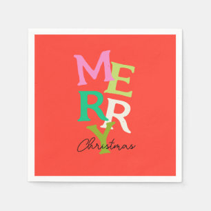 Serviette En Papier Joyeux Noël moderne Vacances brillantes