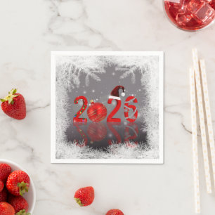 Serviette En Papier Joyeux Noël Nouvel An 2026 Festif