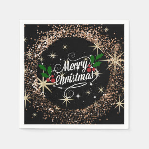 Serviette En Papier Joyeux Noël parties scintillant et brillant design