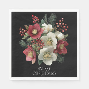 Serviette En Papier Joyeux Noël Peinture Hellebore Conception de vacan