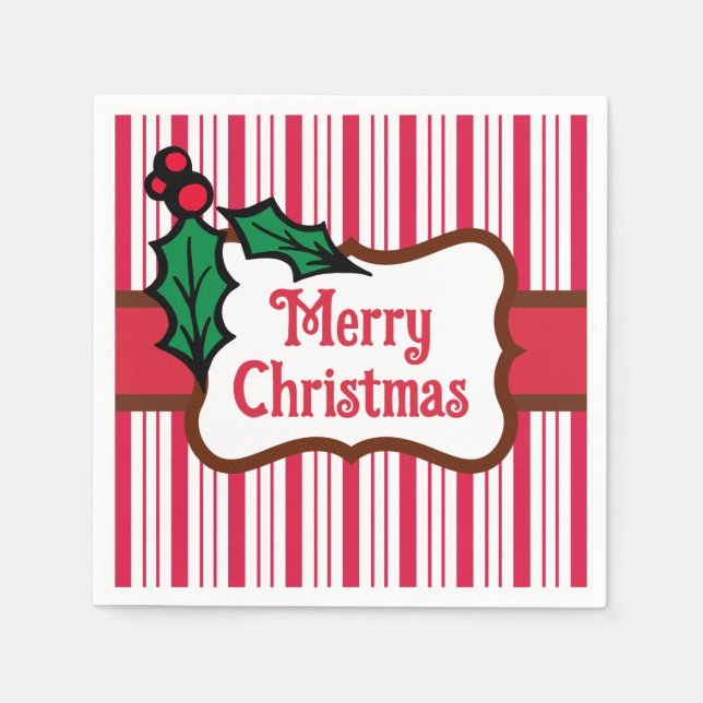 Serviette En Papier Joyeux Noël Peppermenthe serviettes (Devant)