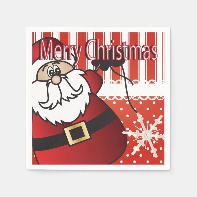 Serviette En Papier Joyeux Noël Père Noël (Devant)