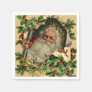 Serviette En Papier Joyeux Noël Père Noël Holly