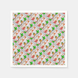 Serviette En Papier Joyeux Noël Père Noël livre des cadeaux