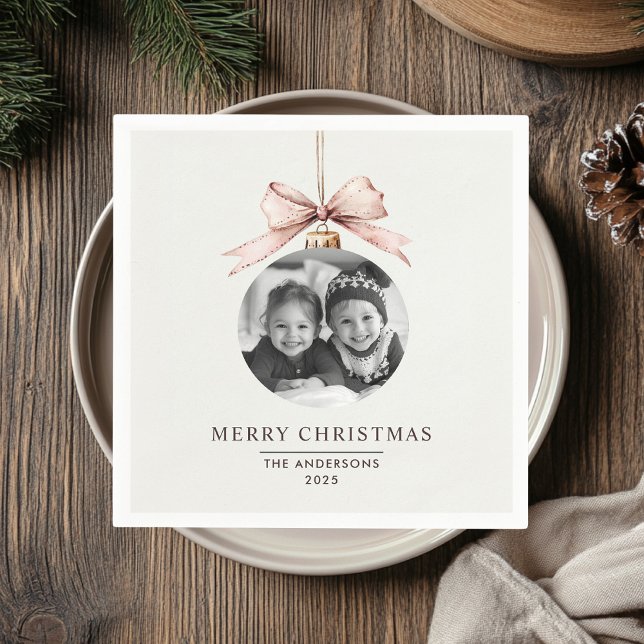 Serviette En Papier "Joyeux Noël personnalisé avec Napkin photo (Créateur téléchargé)