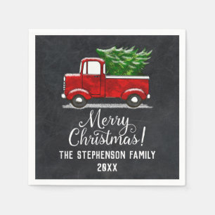 Serviette En Papier Joyeux Noël personnalisé de Camion Rouge