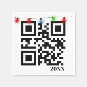 Serviette En Papier Joyeux Noël QR Code avec lumières à cordes
