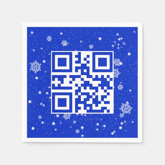 Serviette En Papier Joyeux Noël QR Code sur les flocons de neige (Devant)