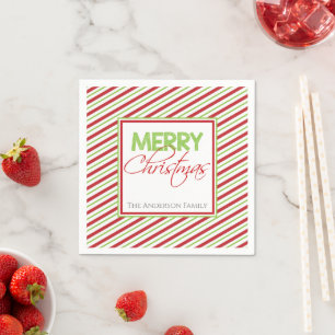 Serviette En Papier Joyeux Noël Red Stripes Party