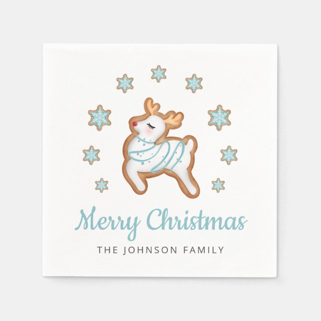 Serviette En Papier Joyeux Noël Reindeer (Devant)