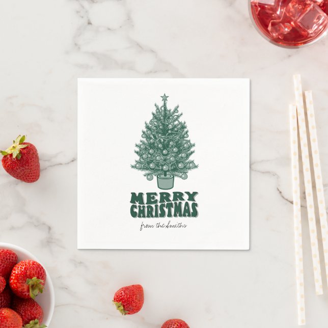 Serviette En Papier Joyeux Noël Retro vintage (En situation)