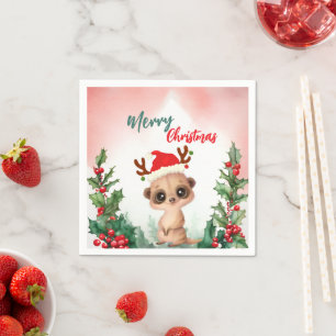 Serviette En Papier Joyeux Noël Rouge Cachemire Père Noël fête de Noël