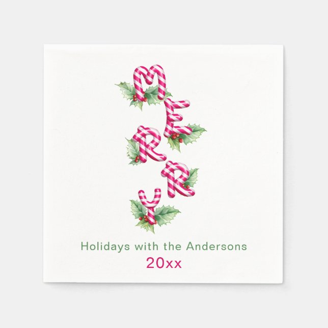 Serviette En Papier Joyeux Noël Rouge Green Fête (Devant)