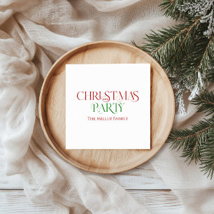 Serviette En Papier Joyeux Noël Rouge Vert Retro Typographie